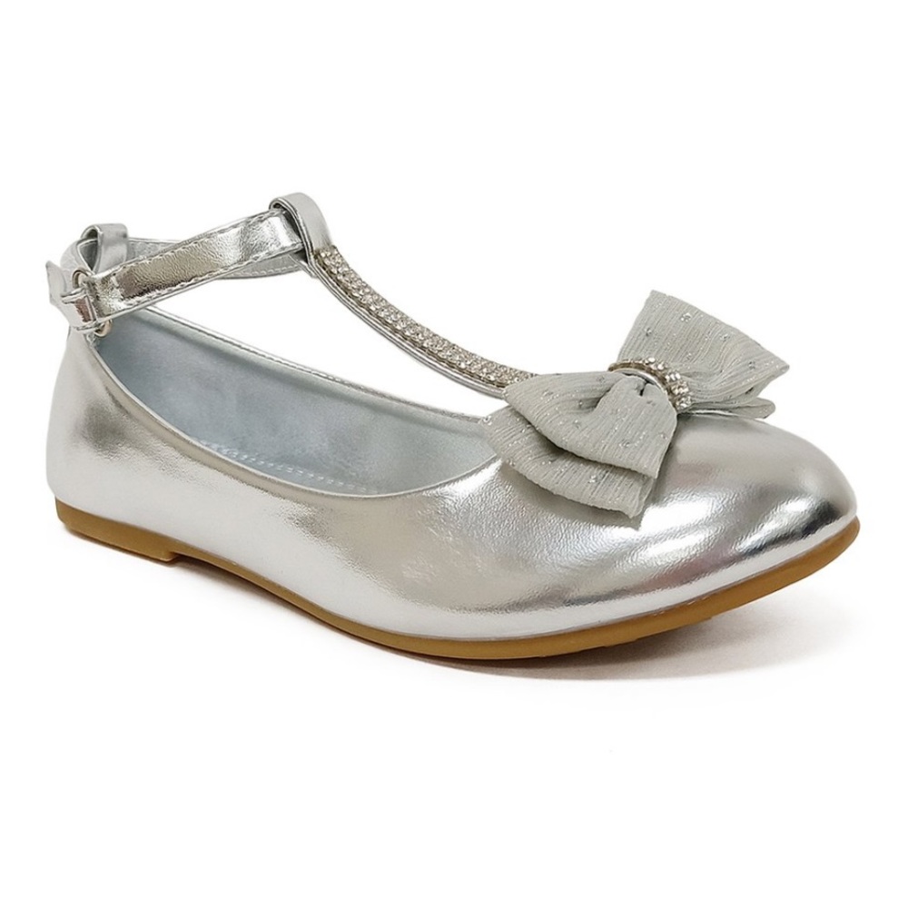 NEW Jelly Beans Silver Girls Shoes Toddler Size 11 Sparkle Diamonds and Bow